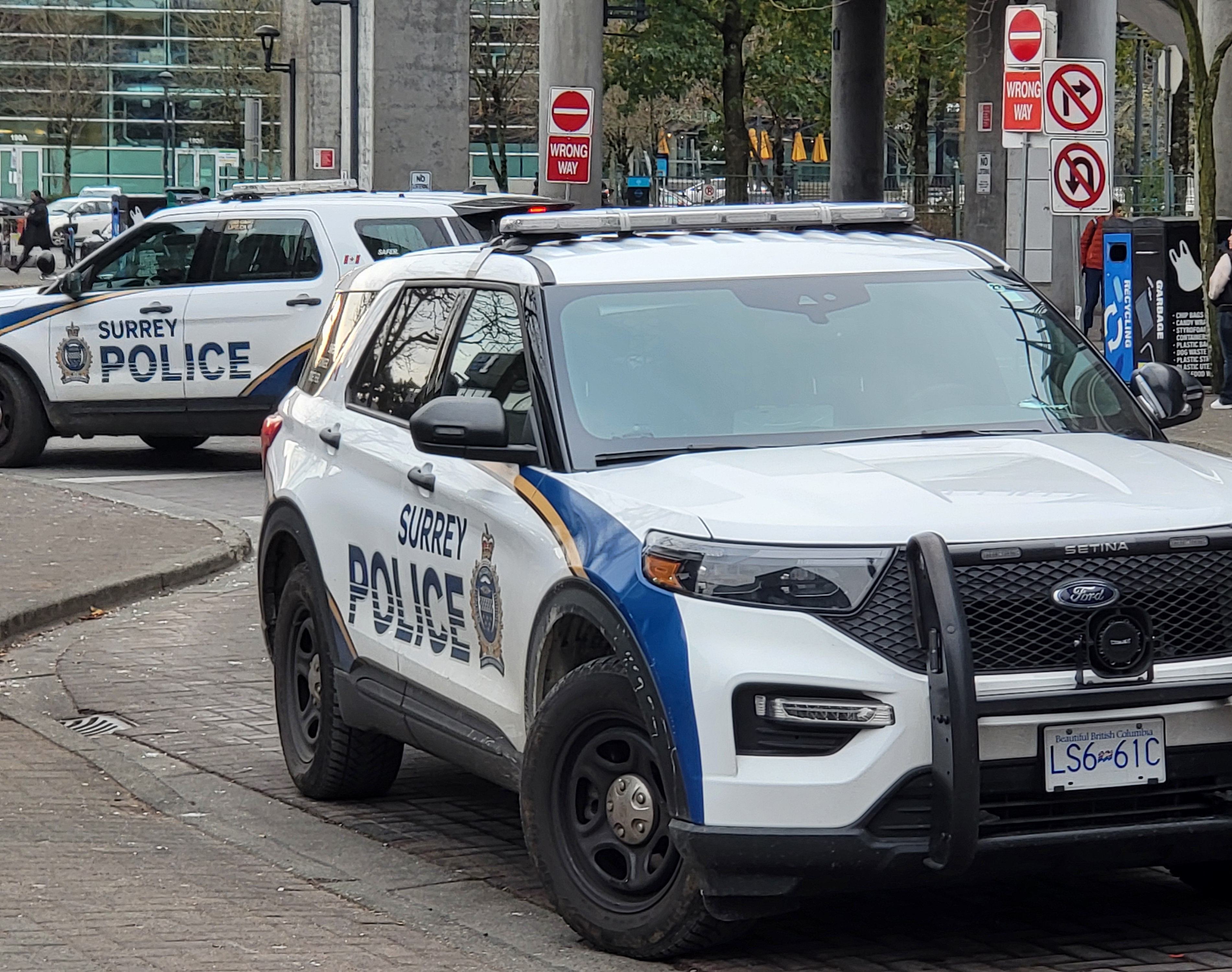 Surrey Police Service SUVs on Street.
