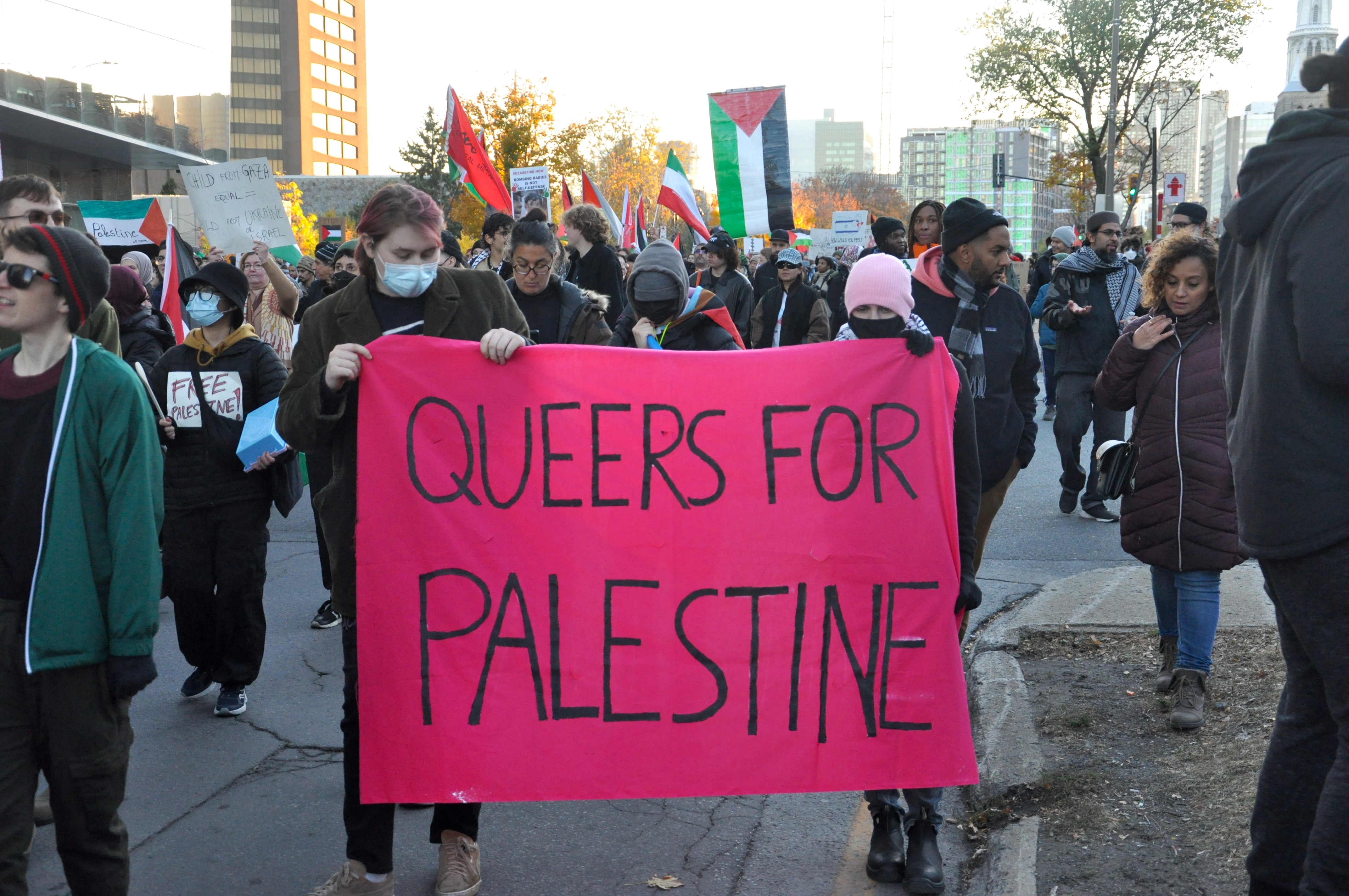 March in solidarity with the Palestinian people in Montreal on November 4, 2023. Photo: Jahanzeb Hussain.
