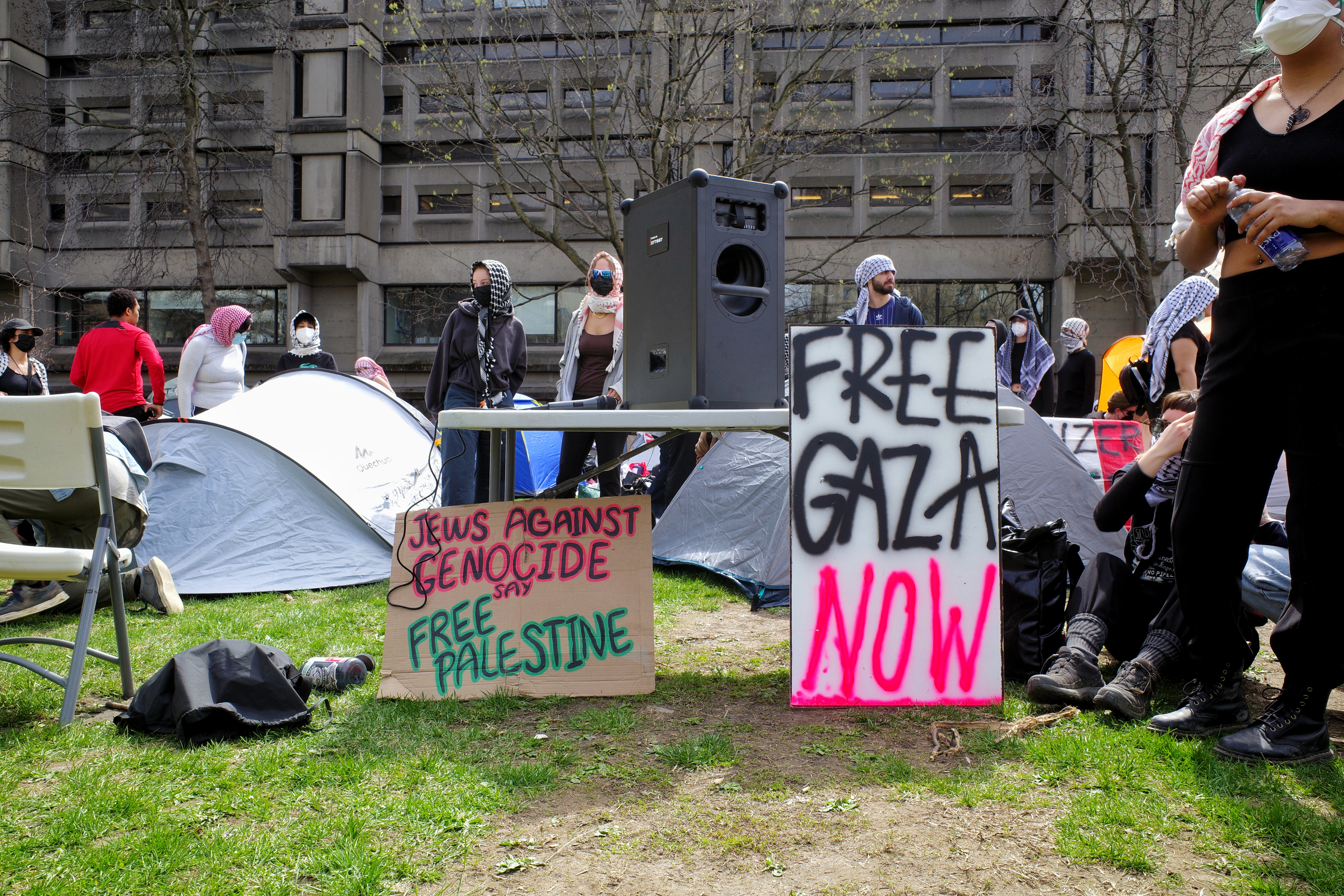 The Palestine solidarity encampment organized by students in Montreal. (Photo: Jahanzeb Hussain)