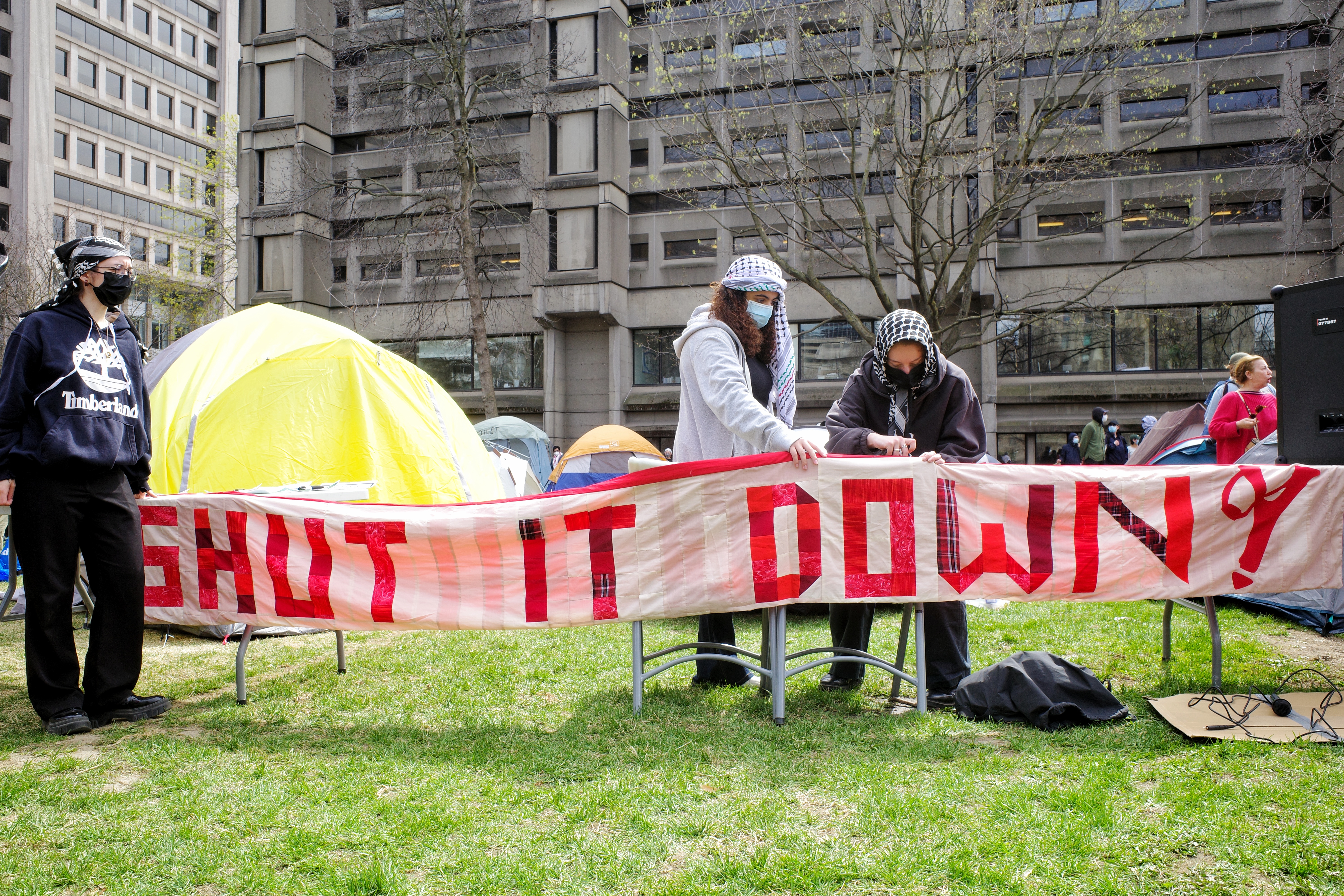 The Palestine solidarity encampment organized by students in Montreal. (Photo: Jahanzeb Hussain)