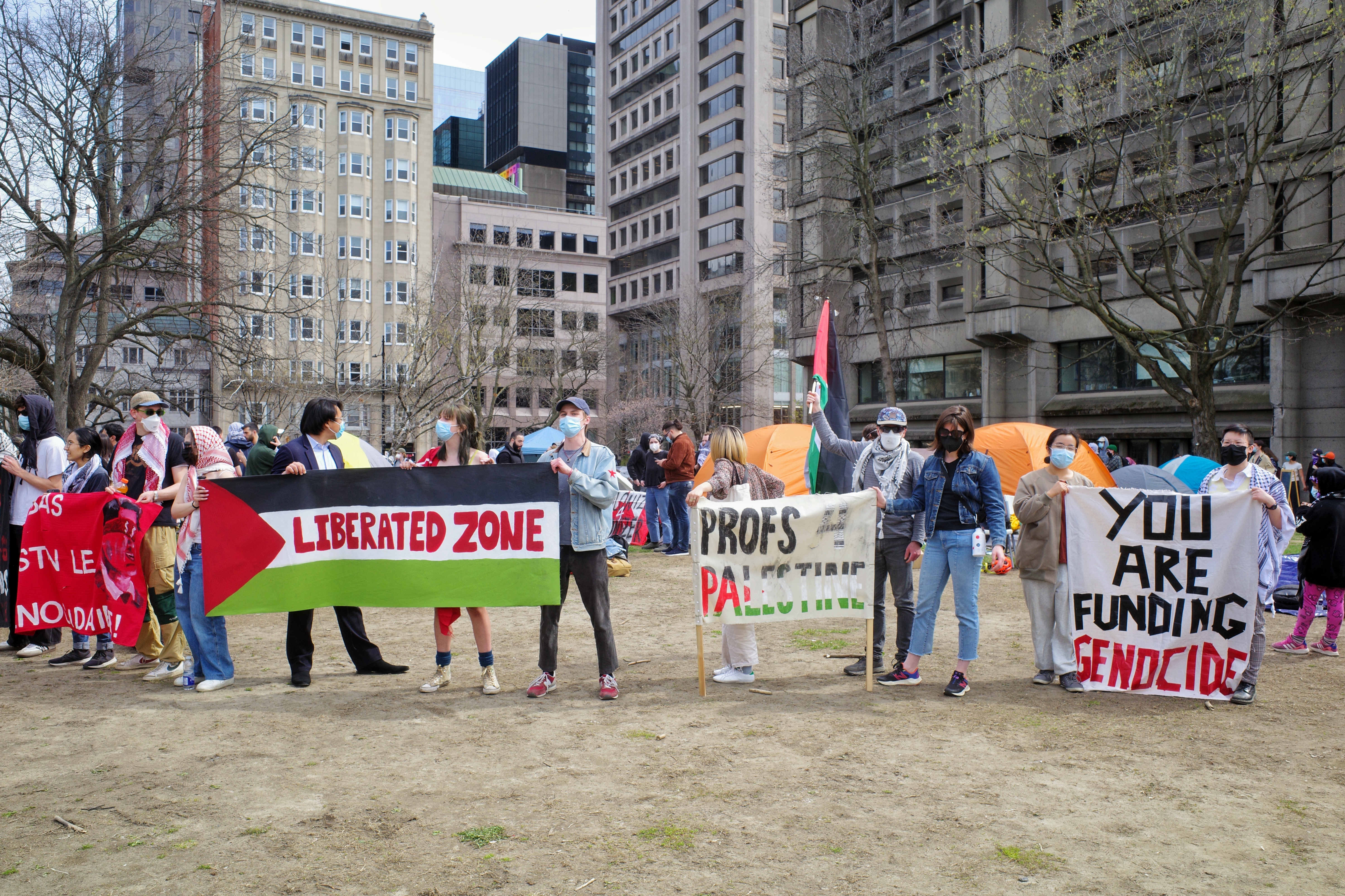 The Palestine solidarity encampment organized by students in Montreal. (Photo: Jahanzeb Hussain)