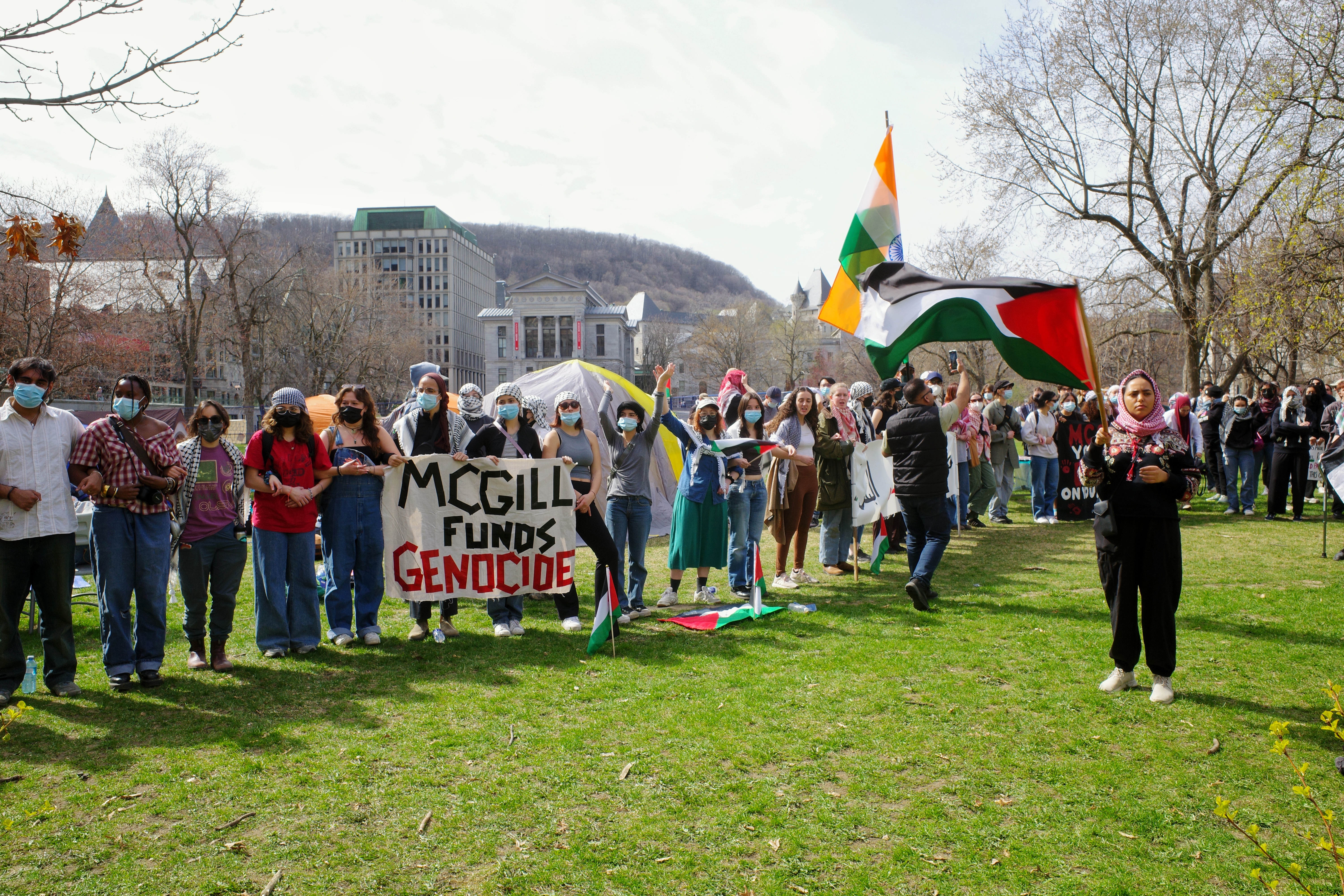 The Palestine solidarity encampment organized by students in Montreal. (Photo: Jahanzeb Hussain)