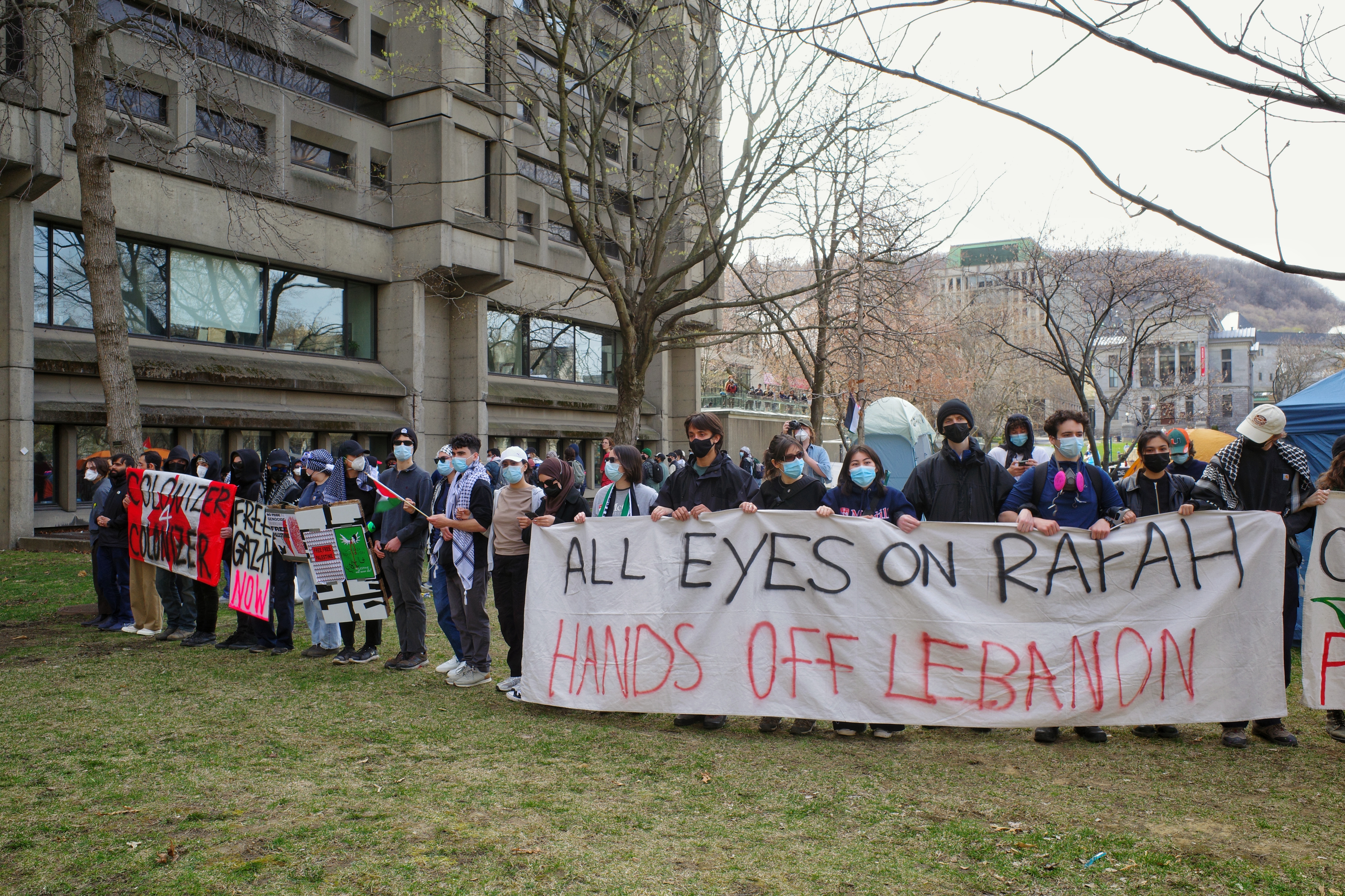 The Palestine solidarity encampment organized by students in Montreal. (Photo: Jahanzeb Hussain)