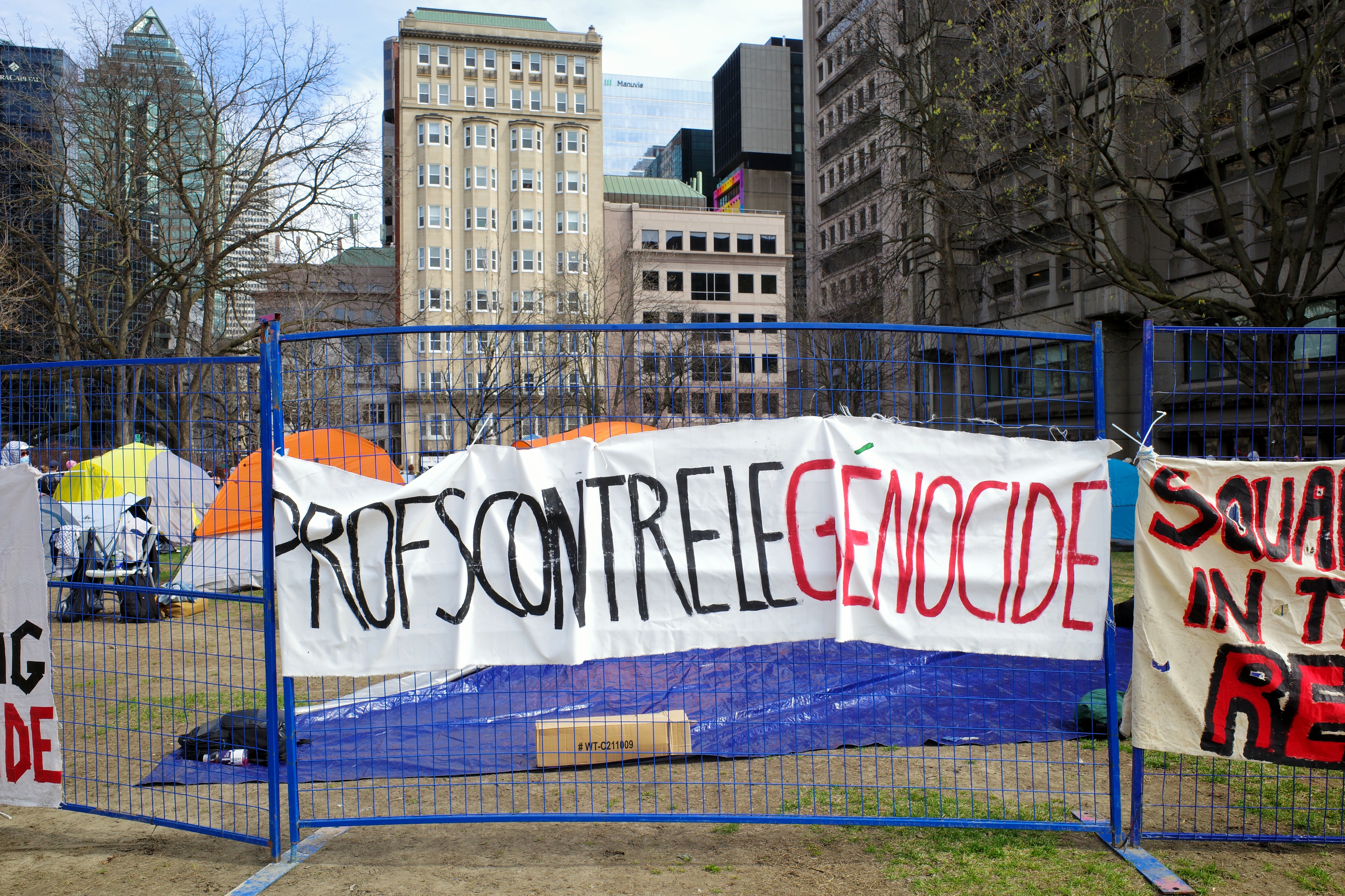The Palestine solidarity encampment organized by students in Montreal. (Photo: Jahanzeb Hussain)