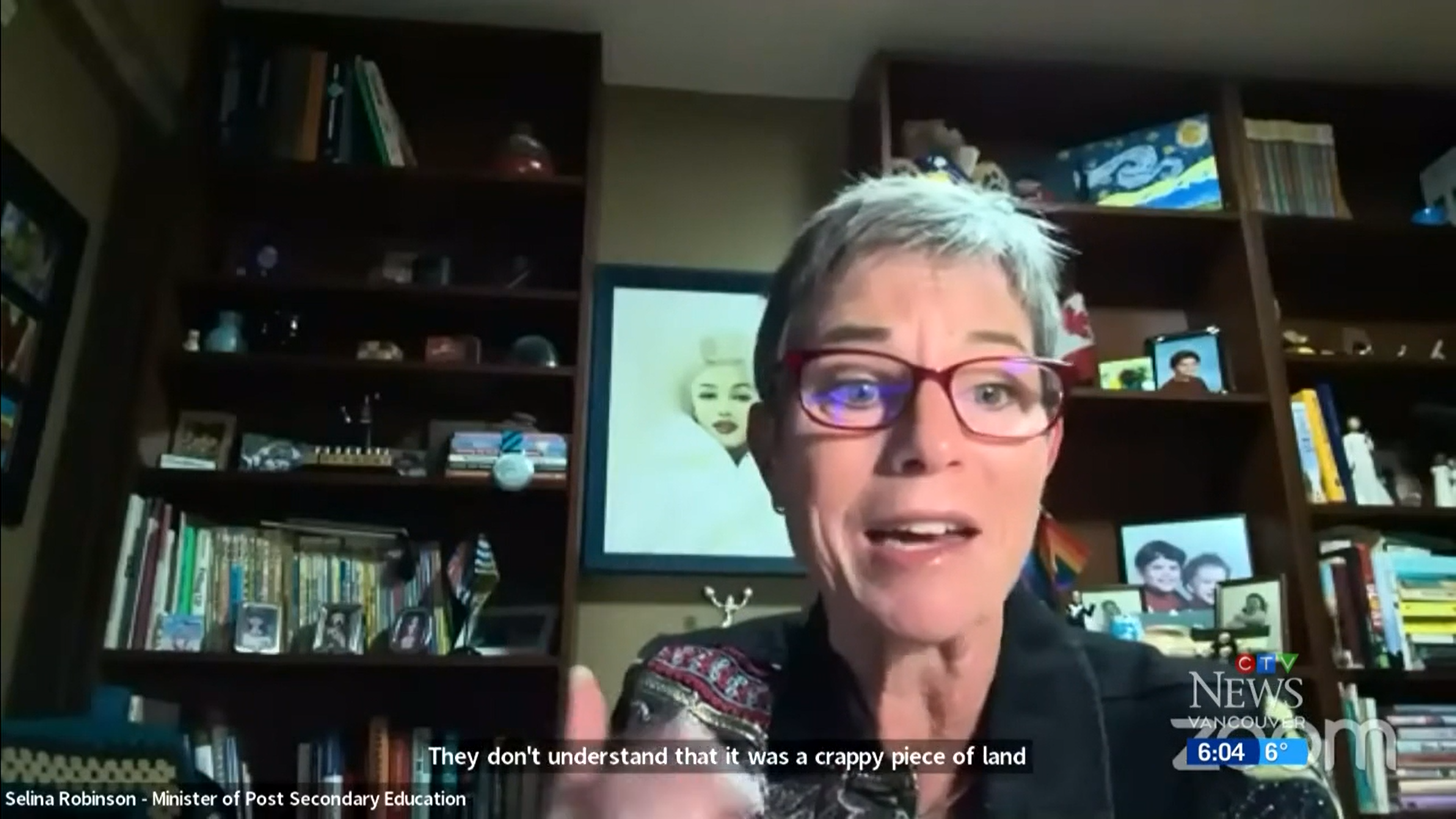 Screenshot from CTV News report about Selina Robinson’s “controversial” remarks about Palestine. 