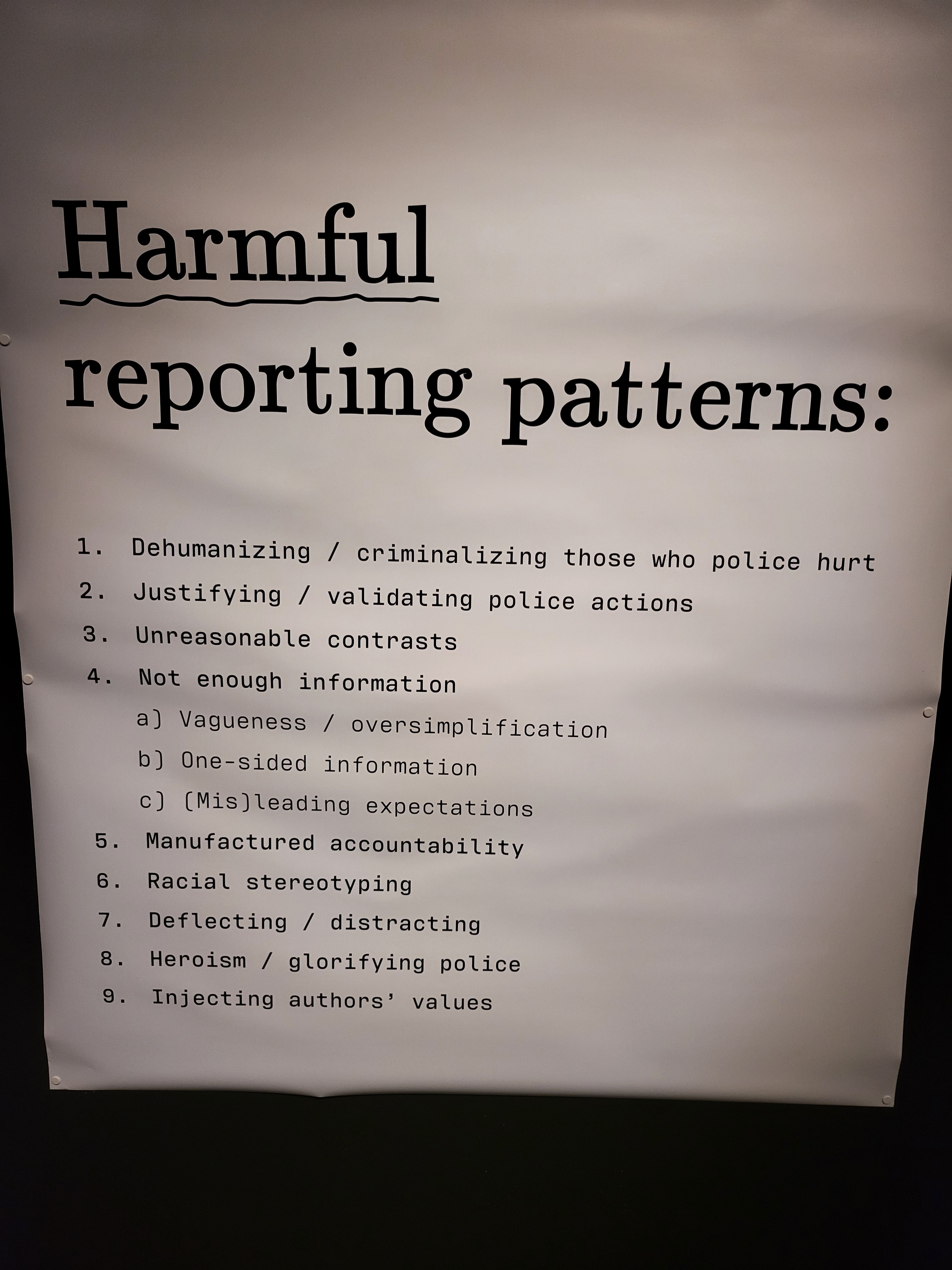 Harmful reporting patterns.
