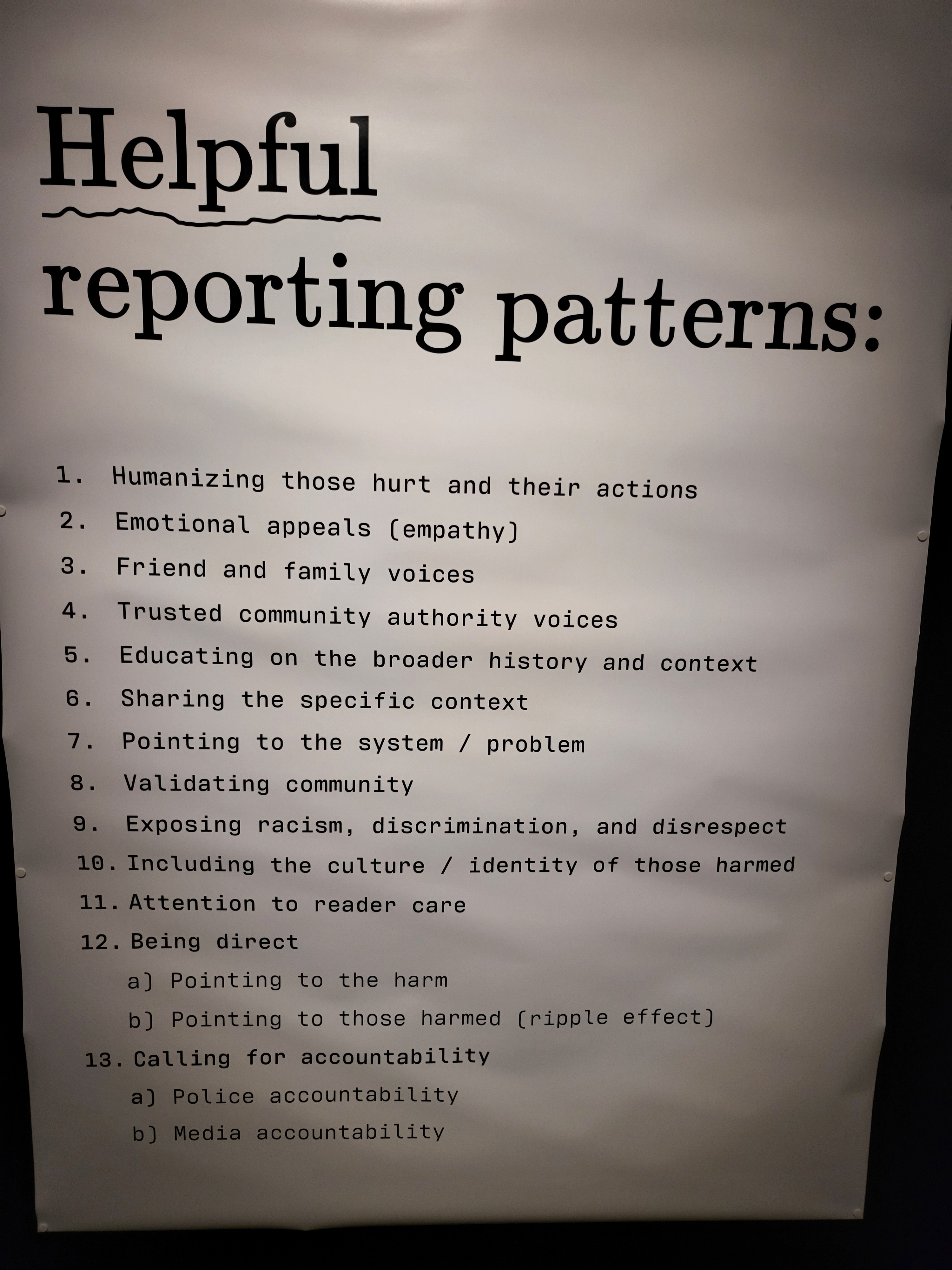 Helpful reporting patterns.