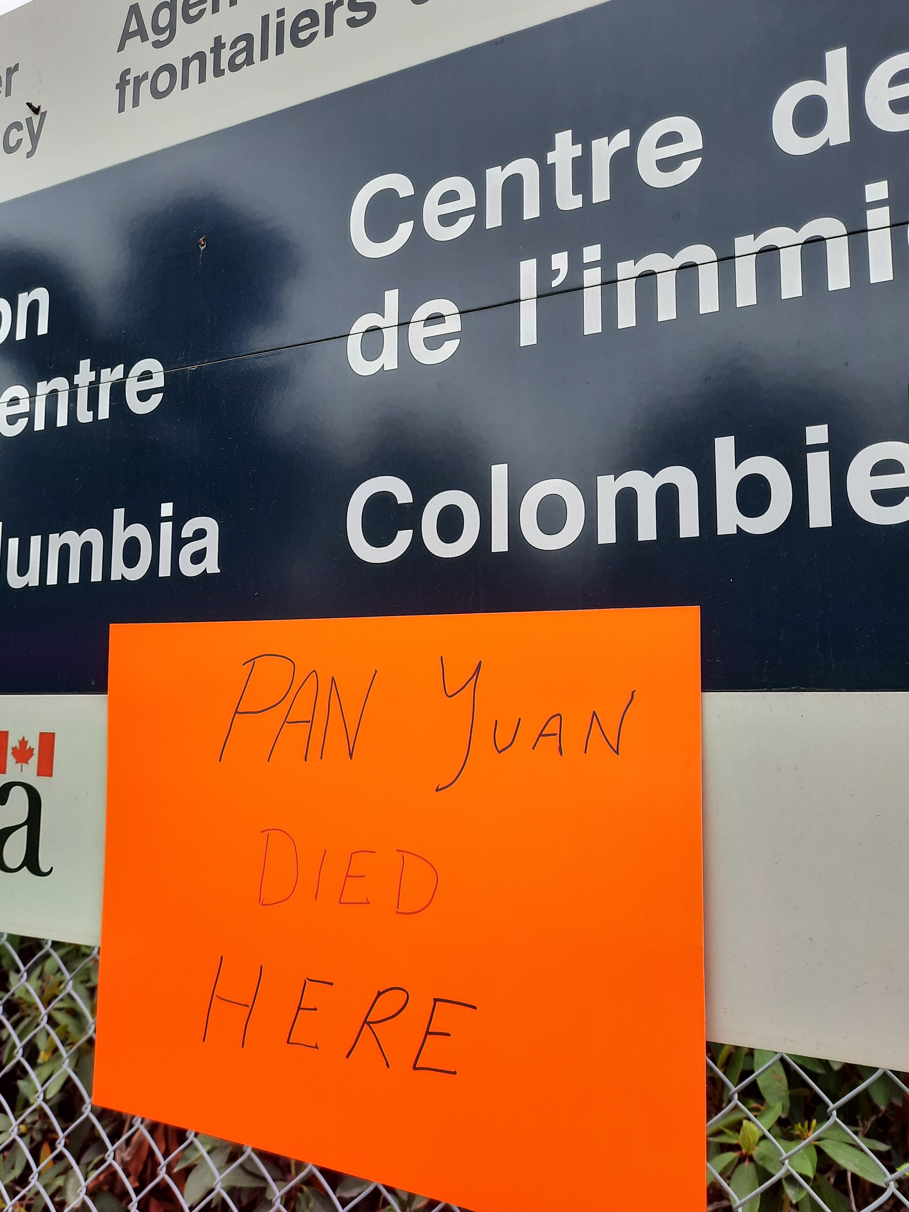Status for all posters on migrant detention sign in Surrey.