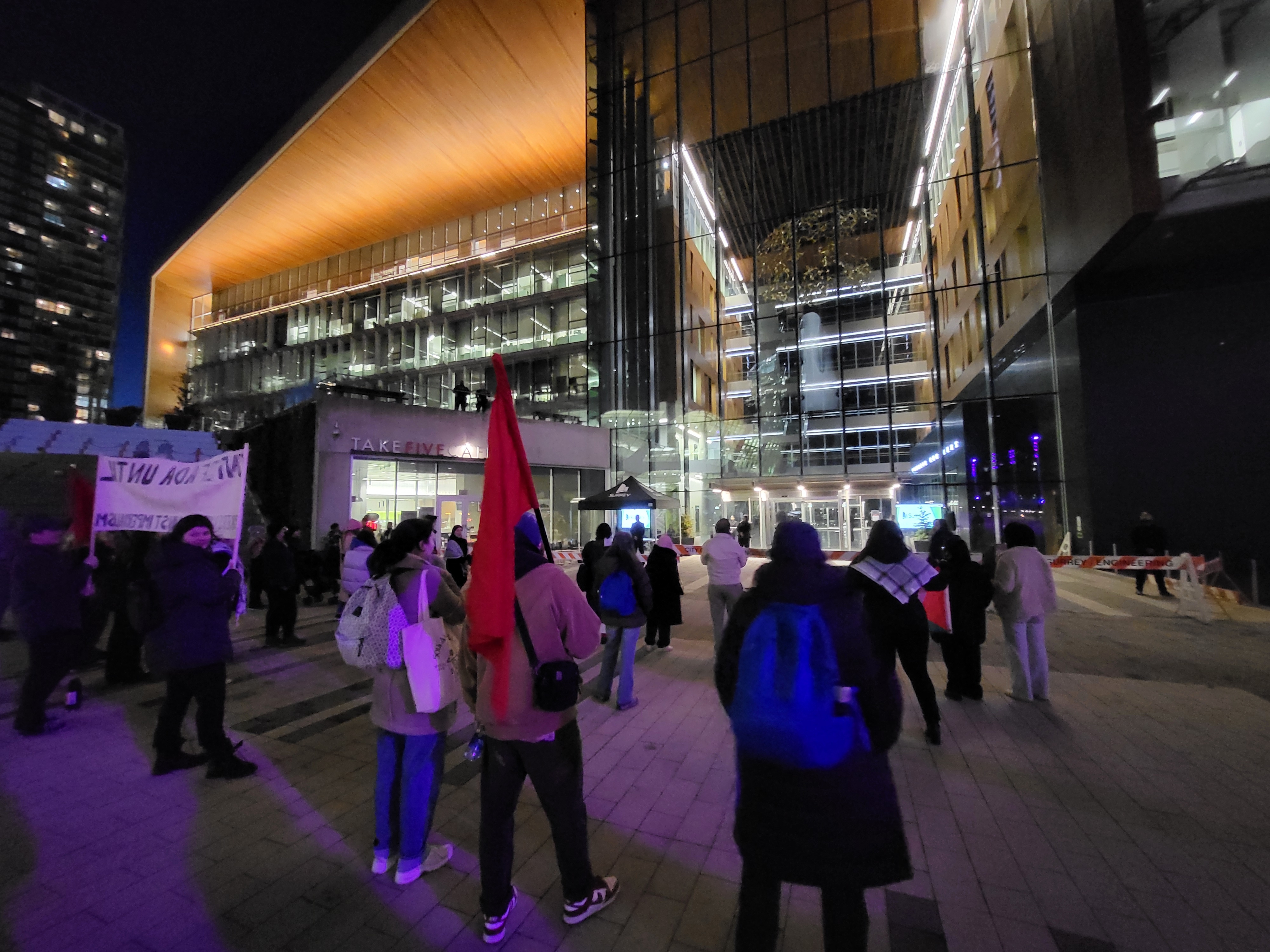 Palestine solidarity rally at city hall in Surrey.