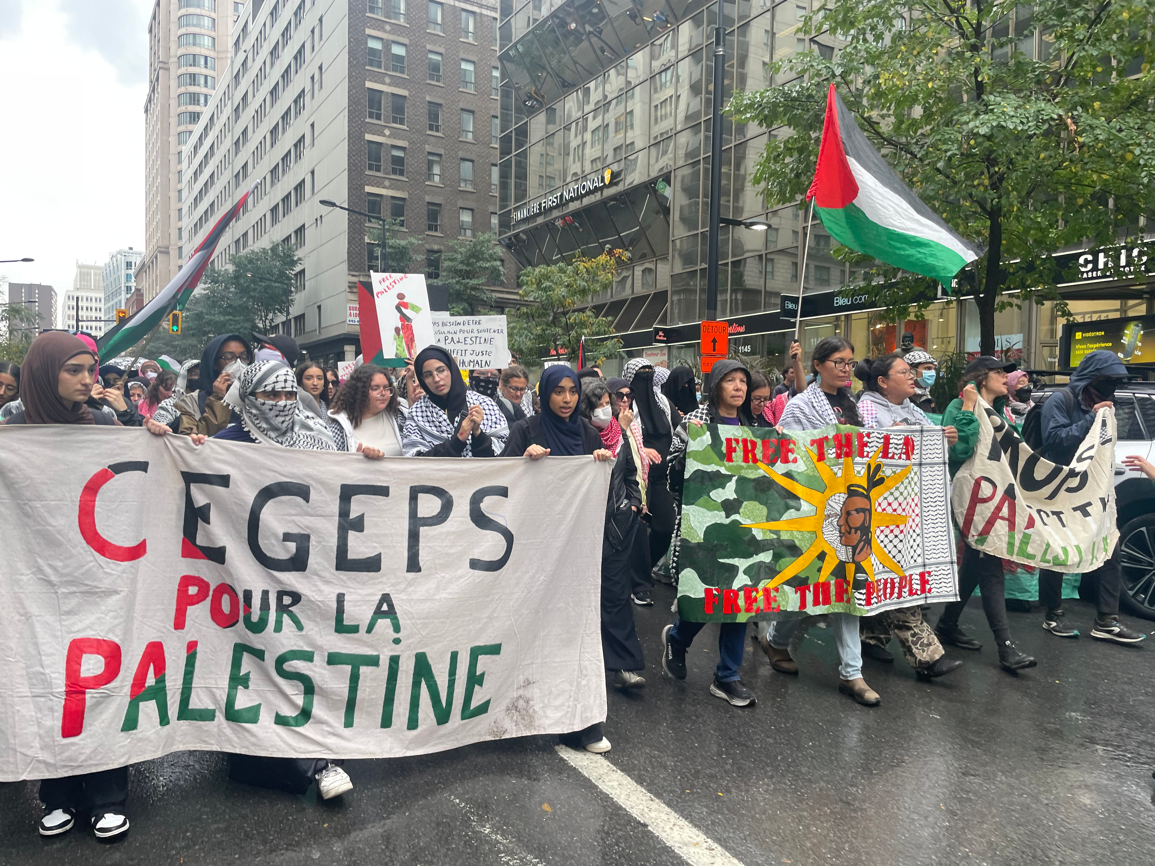 A march during the October 2025 Montreal student strike for Palestine. 