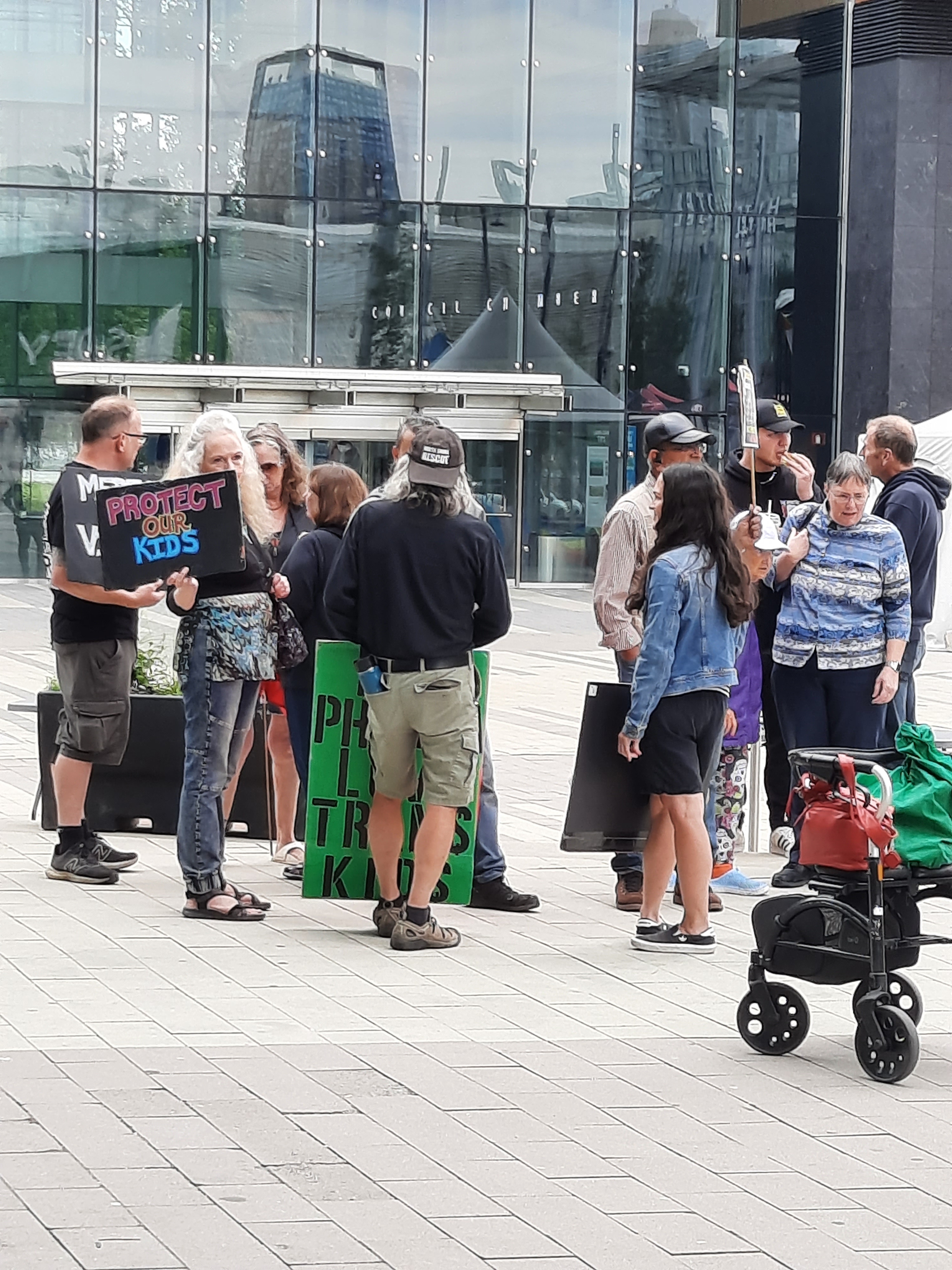 Far-right crowd gathered at Surrey City Hall Far-right crowd gathered at Surrey City Hall