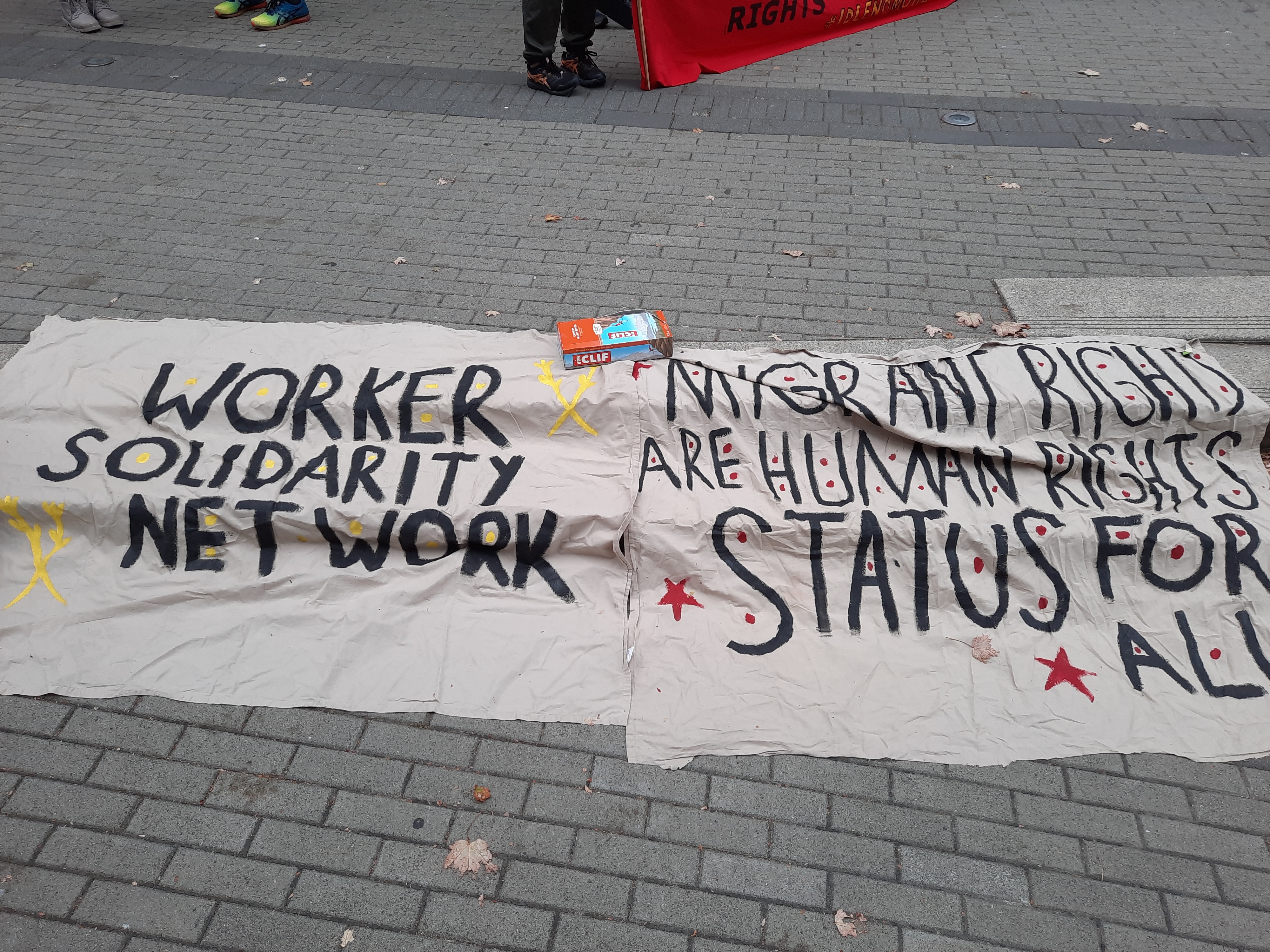 Vancouver rally with banners.