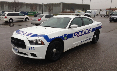 Peel Regional Police car in lot.