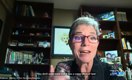 Screenshot from CTV News report about Selina Robinson’s “controversial” remarks about Palestine. 