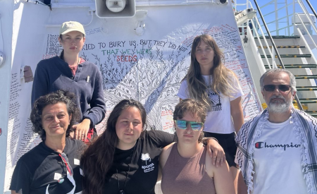 Photo of 6 members of the Canadian Boat to Gaza, part of the Freedom Flotilla Coaltion.
