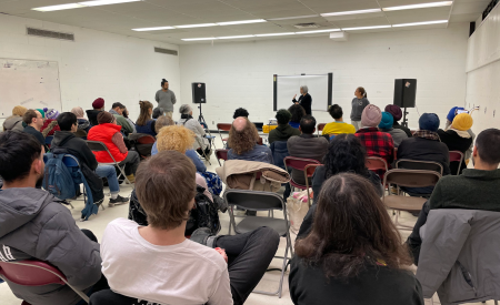 At the screening of *Farming the Revolution* co-presented by SADAC and Cinema Politica Concordia in Montreal on March 3.