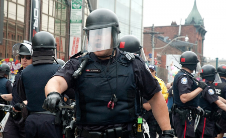 Toronto police at a protest.